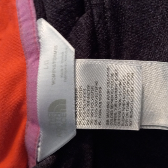 North Face Sz lg, Dark Grey with Florescent Orange lettering & Hood - Picture 5 of 5